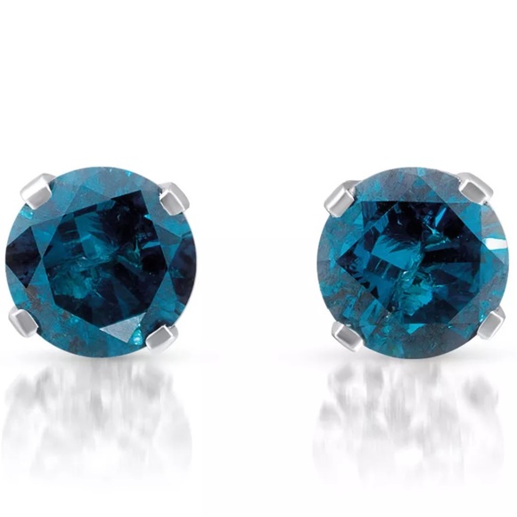 Jewelry - $1280 ⭐️ 1 ct Treated Blue Diamond 14K Gold Studs